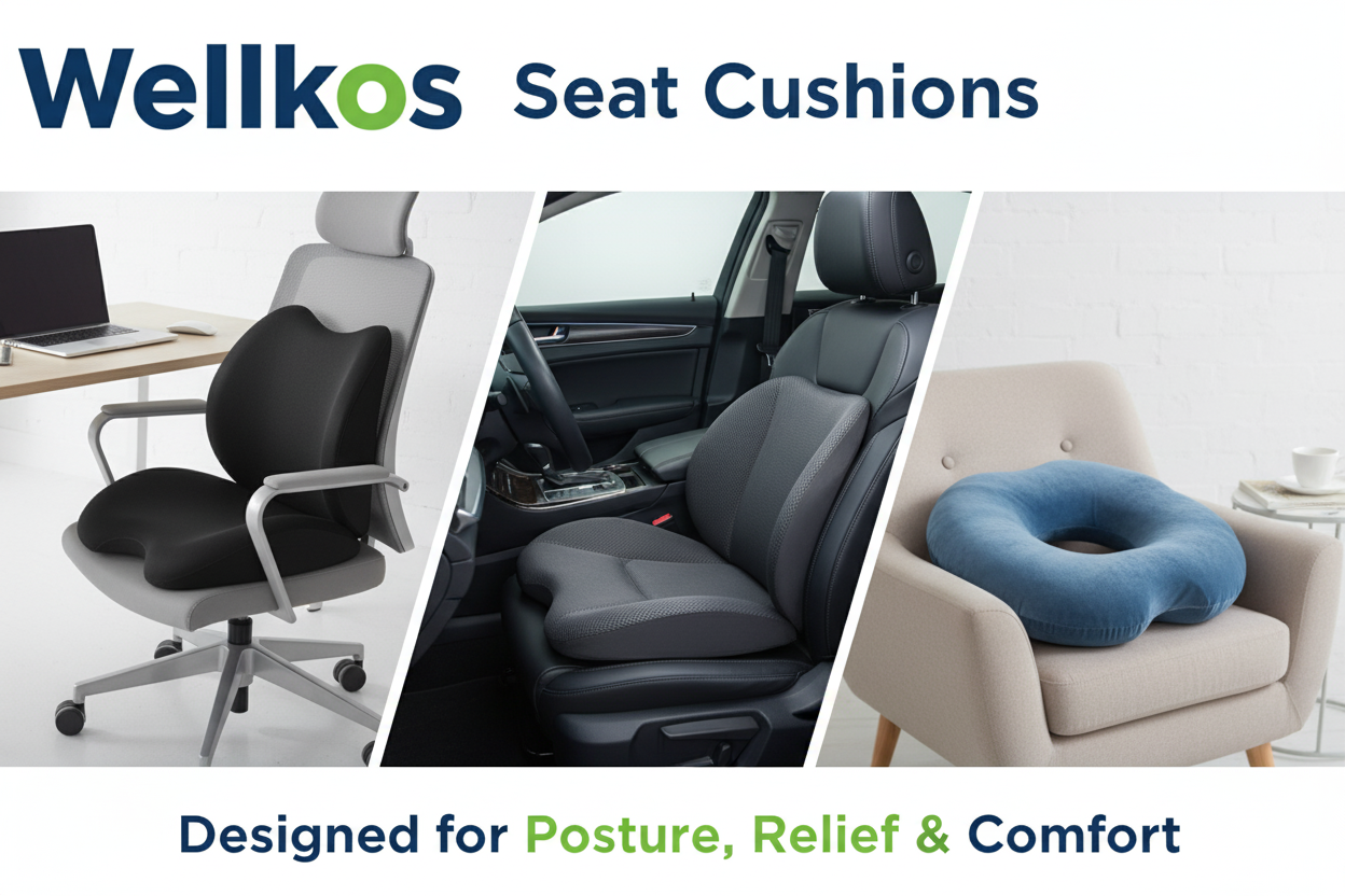 Buy Orthopedic Seat Cushions Online for Back Pain Relief & Posture Support | Wellkos