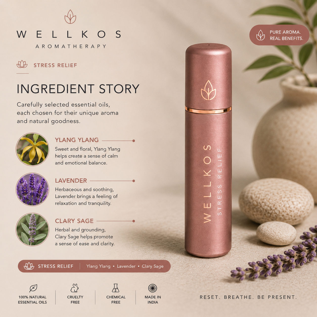 Wellkos Stress Relief Aromatherapy Nasal Inhaler