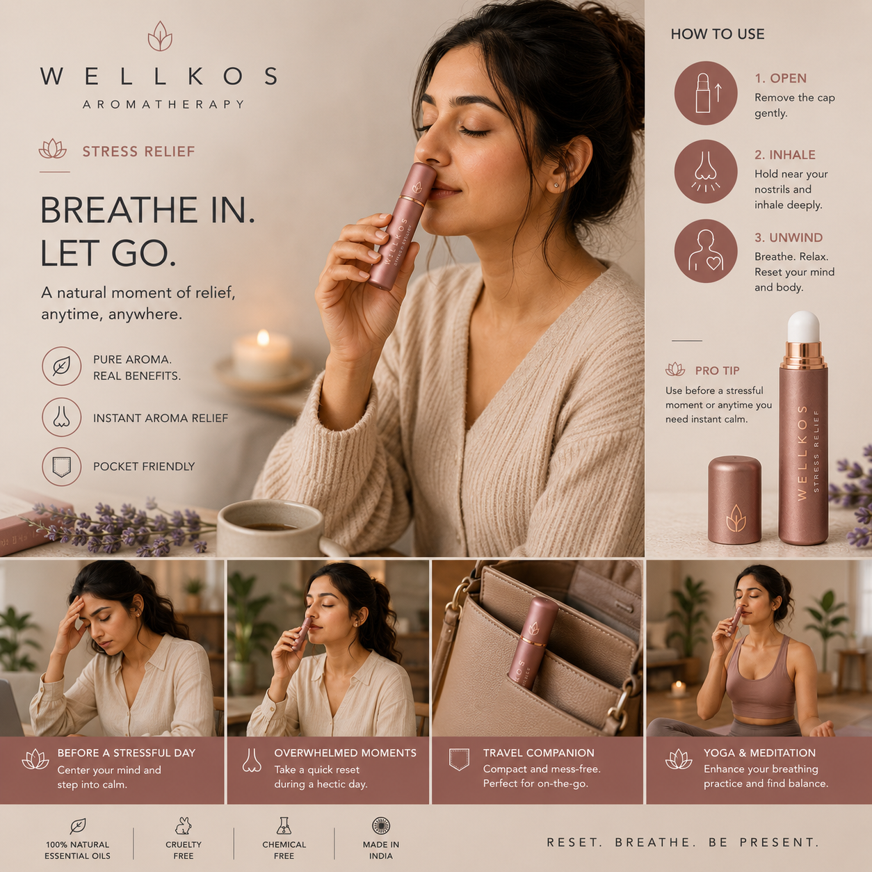 Wellkos Stress Relief Aromatherapy Nasal Inhaler