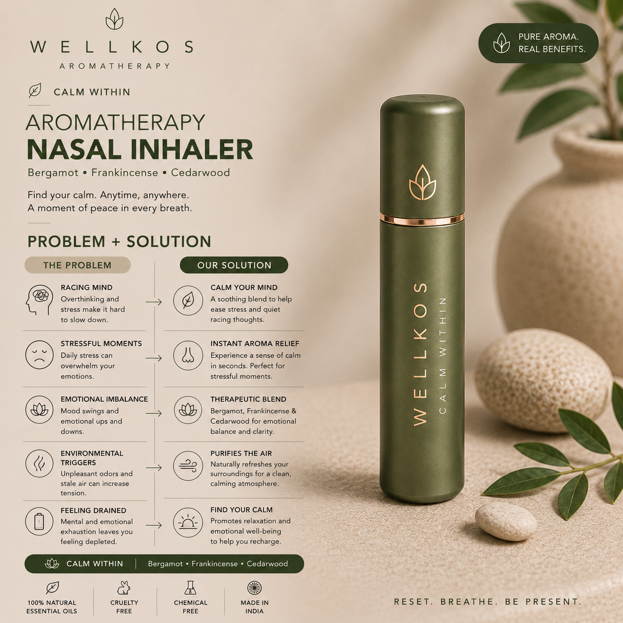 Wellkos Calm Within Aromatherapy Nasal Inhaler