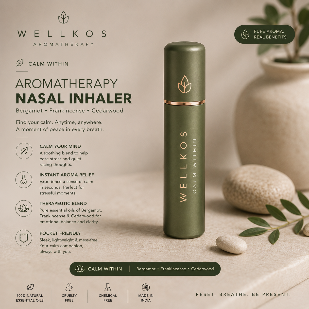 Wellkos Calm Within Aromatherapy Nasal Inhaler
