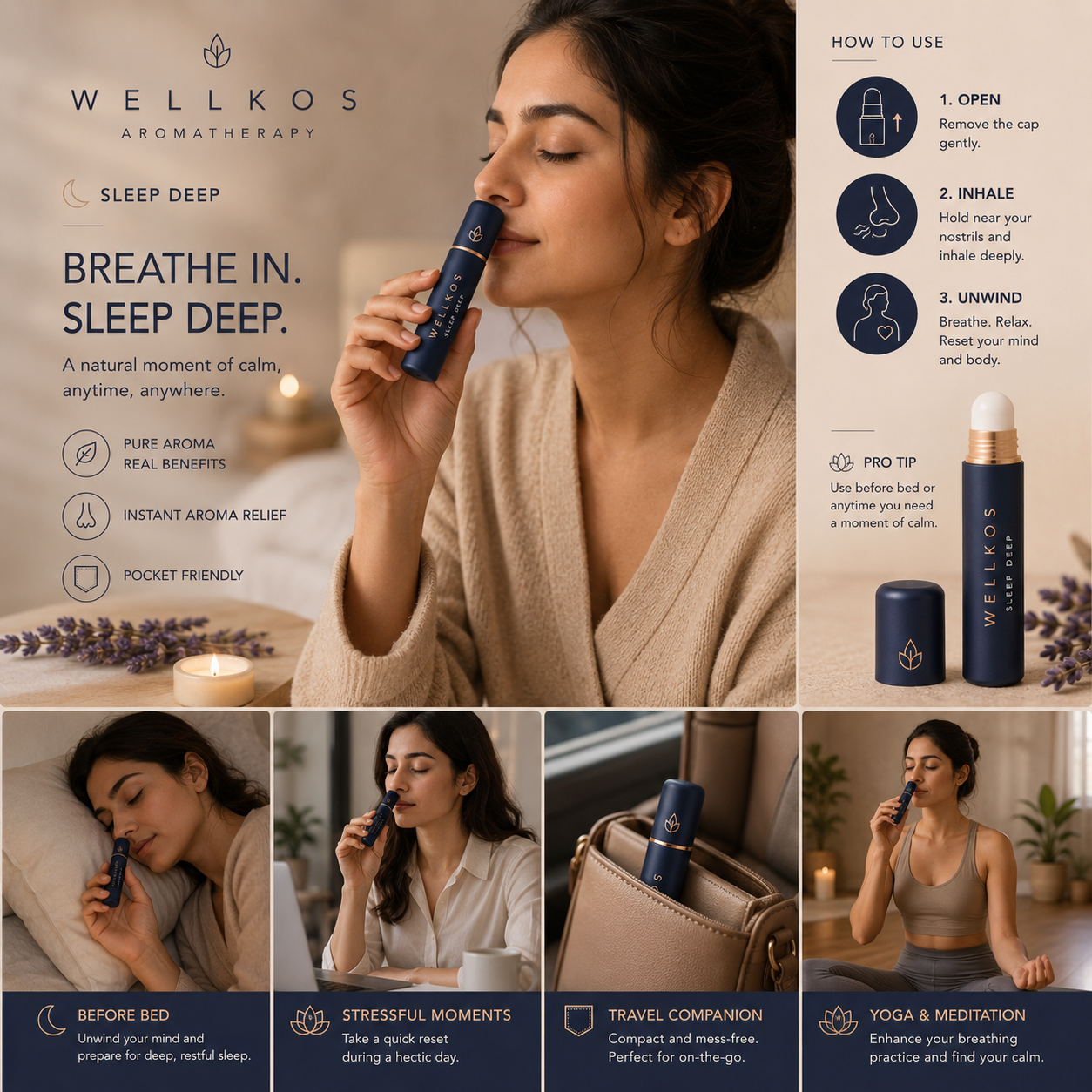 Wellkos Sleep Deep Aromatherapy Nasal Inhaler