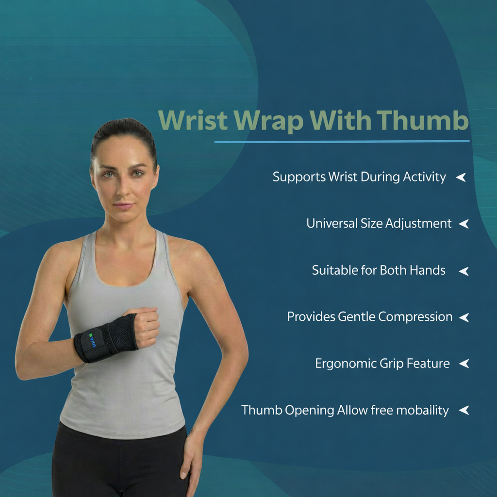 Wellkos Wrist Brace with Thumb Support for Men & Women | Wrist Hand Support for Pain Relief & Stabilization | Lightweight Wrist Brace for Arthritis, Sprains & Carpal Support