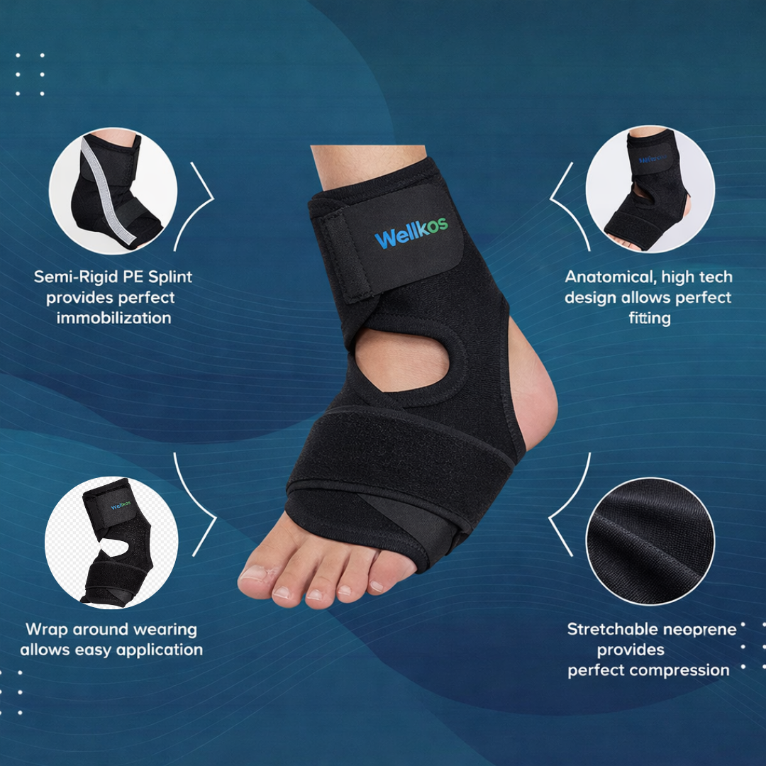 Wellkos Adjustable Ankle Brace Foot Pain Relief Compression Bandage for Men and Women Ankle Support